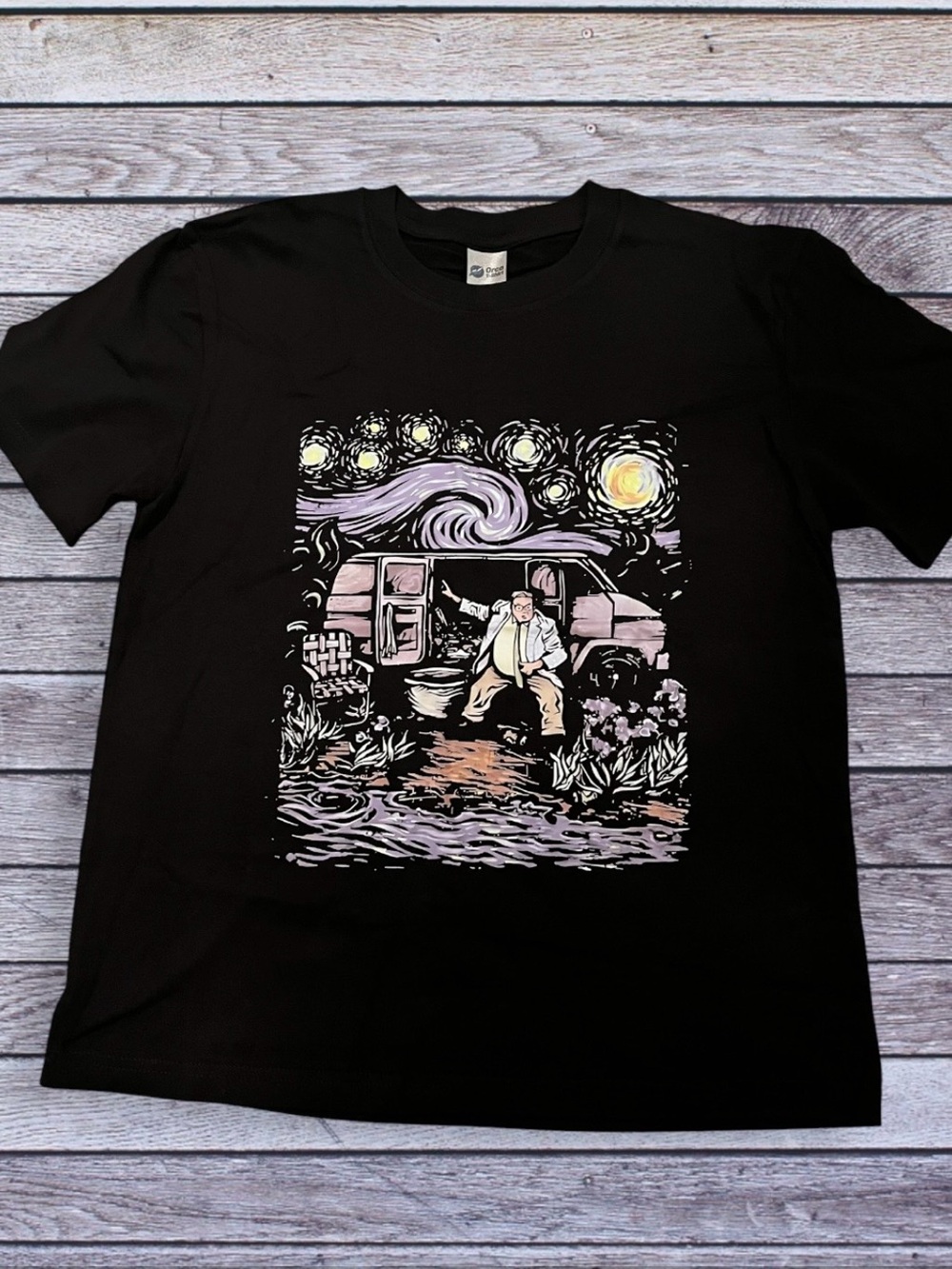 NWOT Black Tee with “Van Gogh Down by the River” Graphic Medium